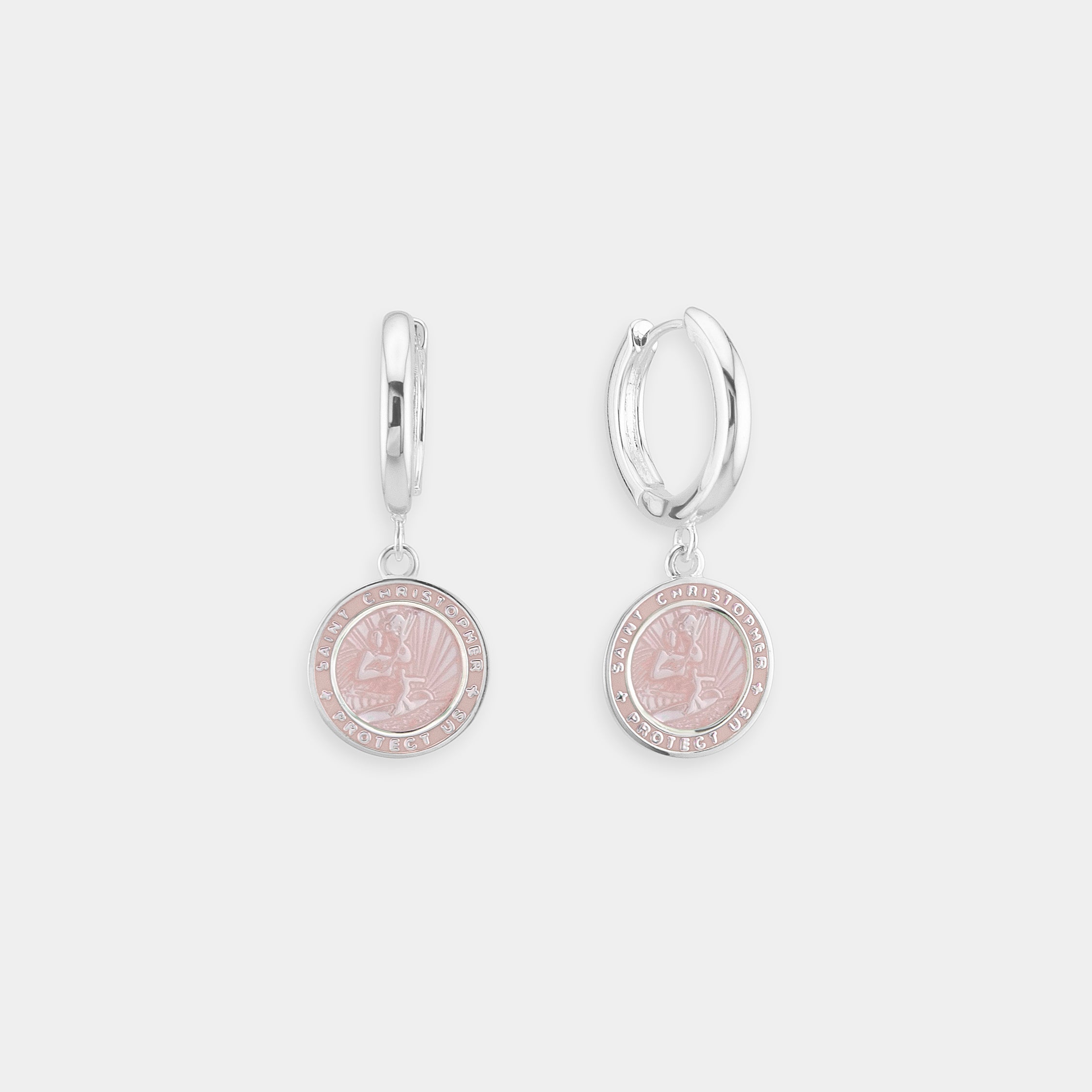 St. Christopher Earrings - Cotton Candy Pink