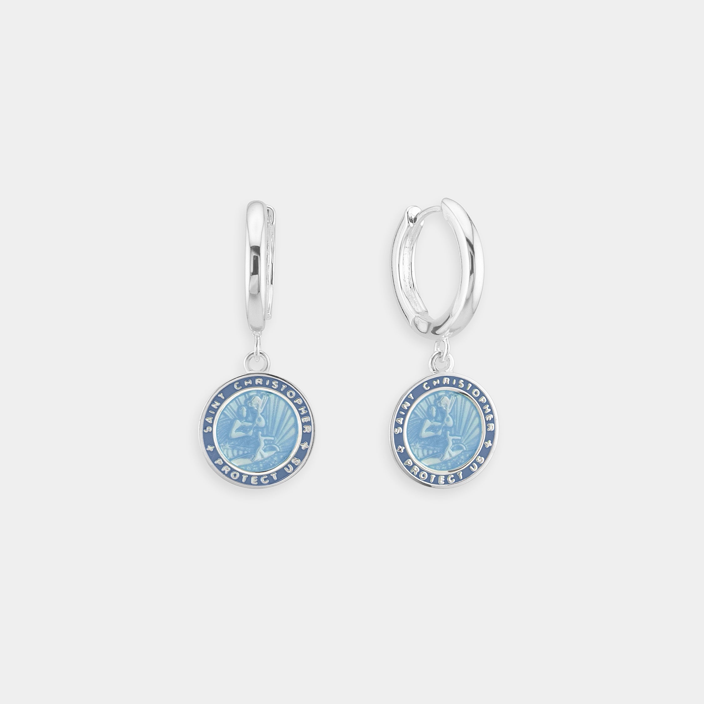 St. Christopher Earrings - Denim Blue