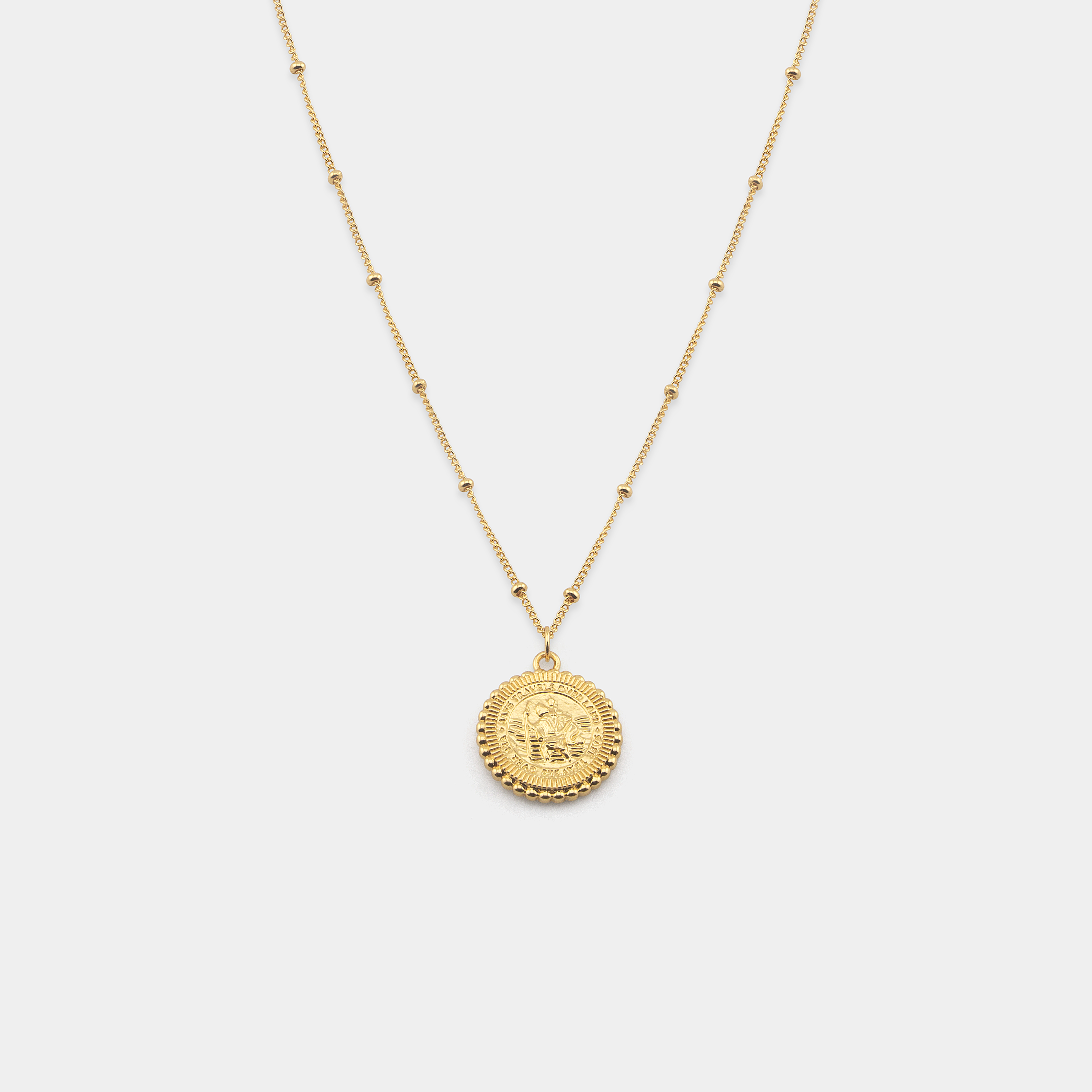 St. Christopher Satellite Coin Necklace - Gold