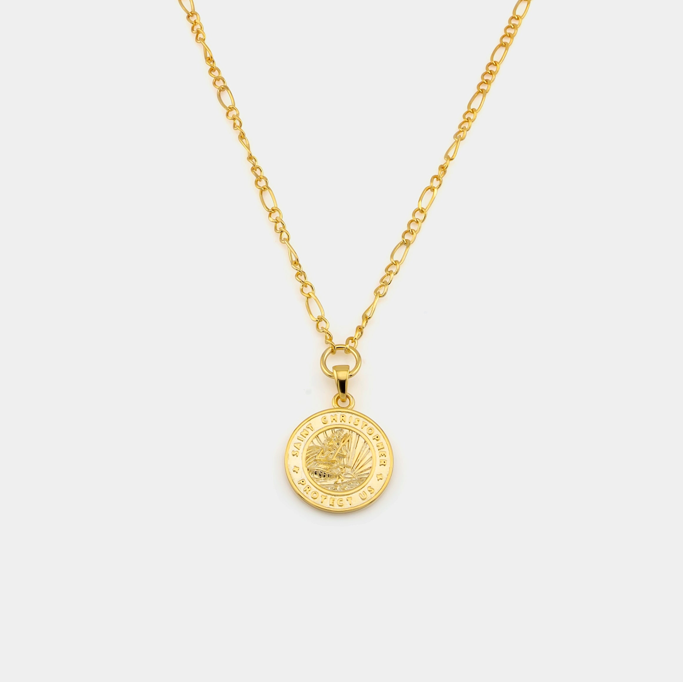 Gold St. Christopher Figaro Medallion