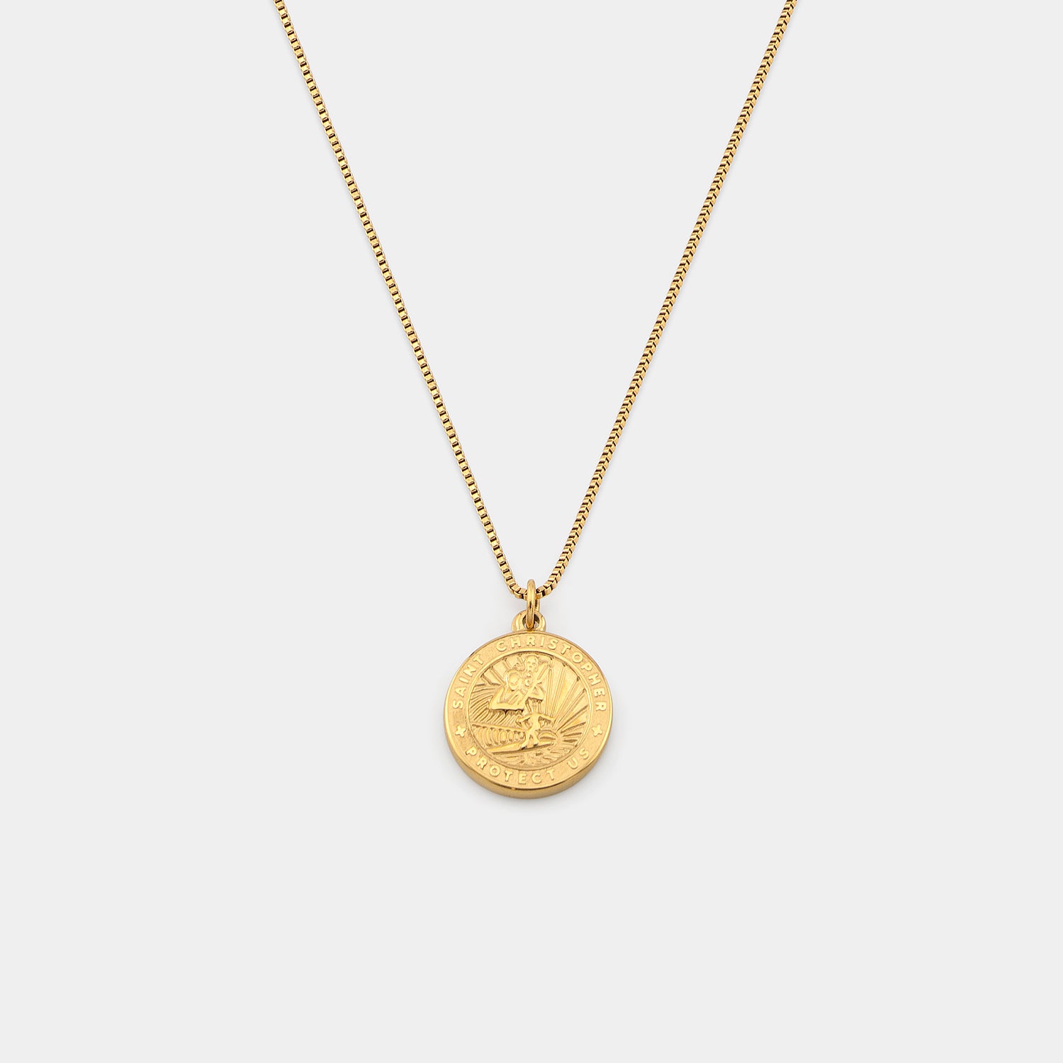 Gold St. Christopher Medallion Necklace