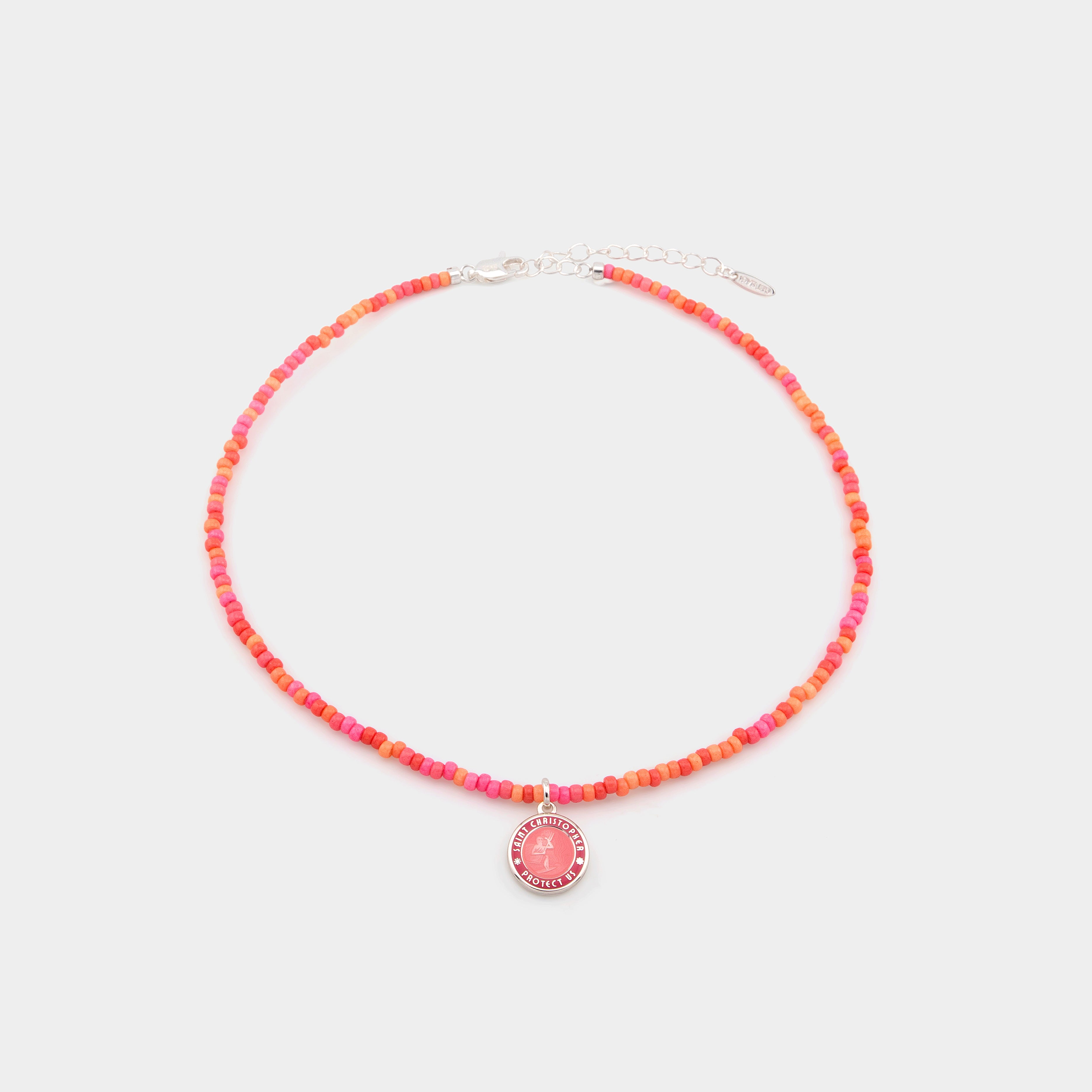 Pink Palms Beaded Choker - Watermelon Pink