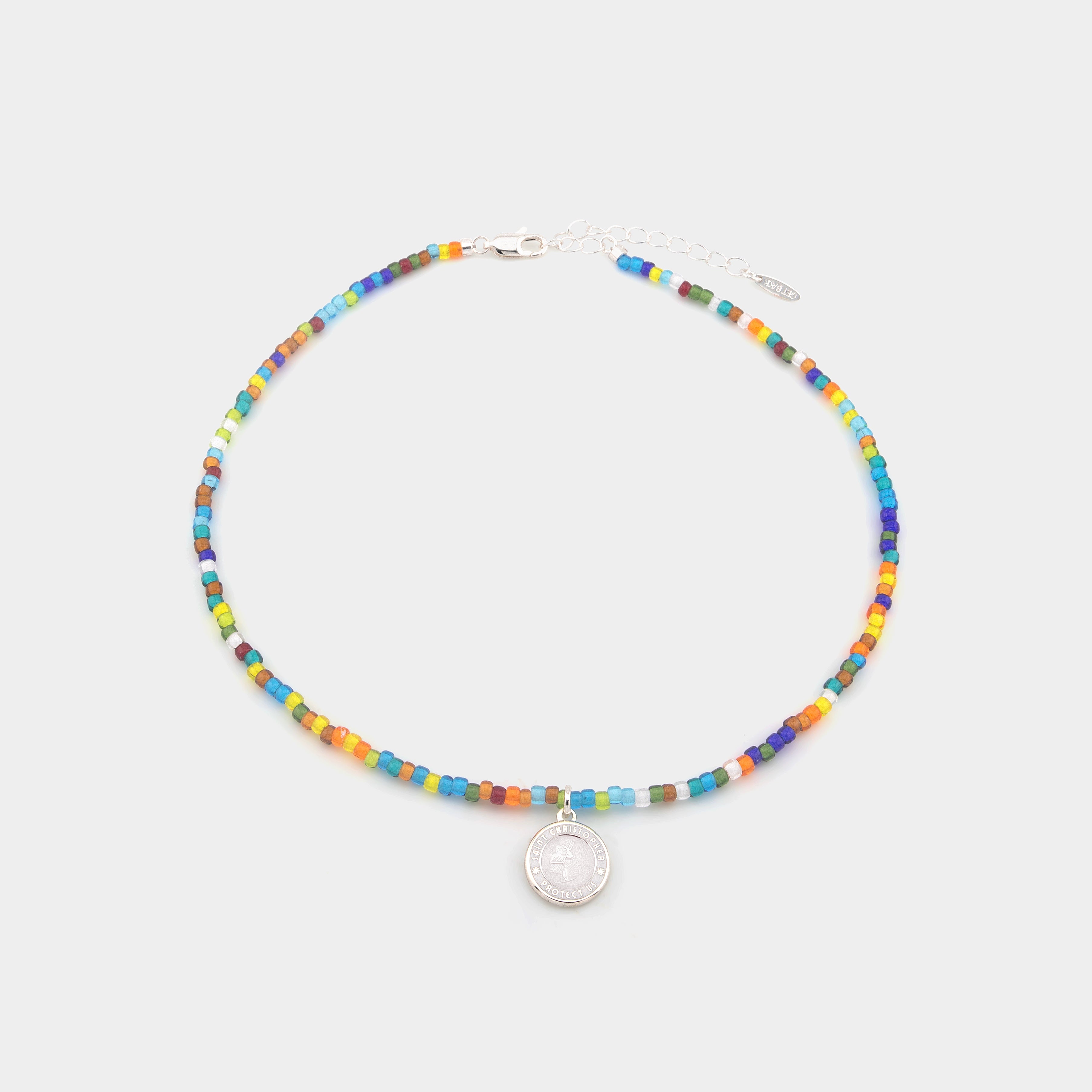Retro Rainbow Beaded Choker - White / White
