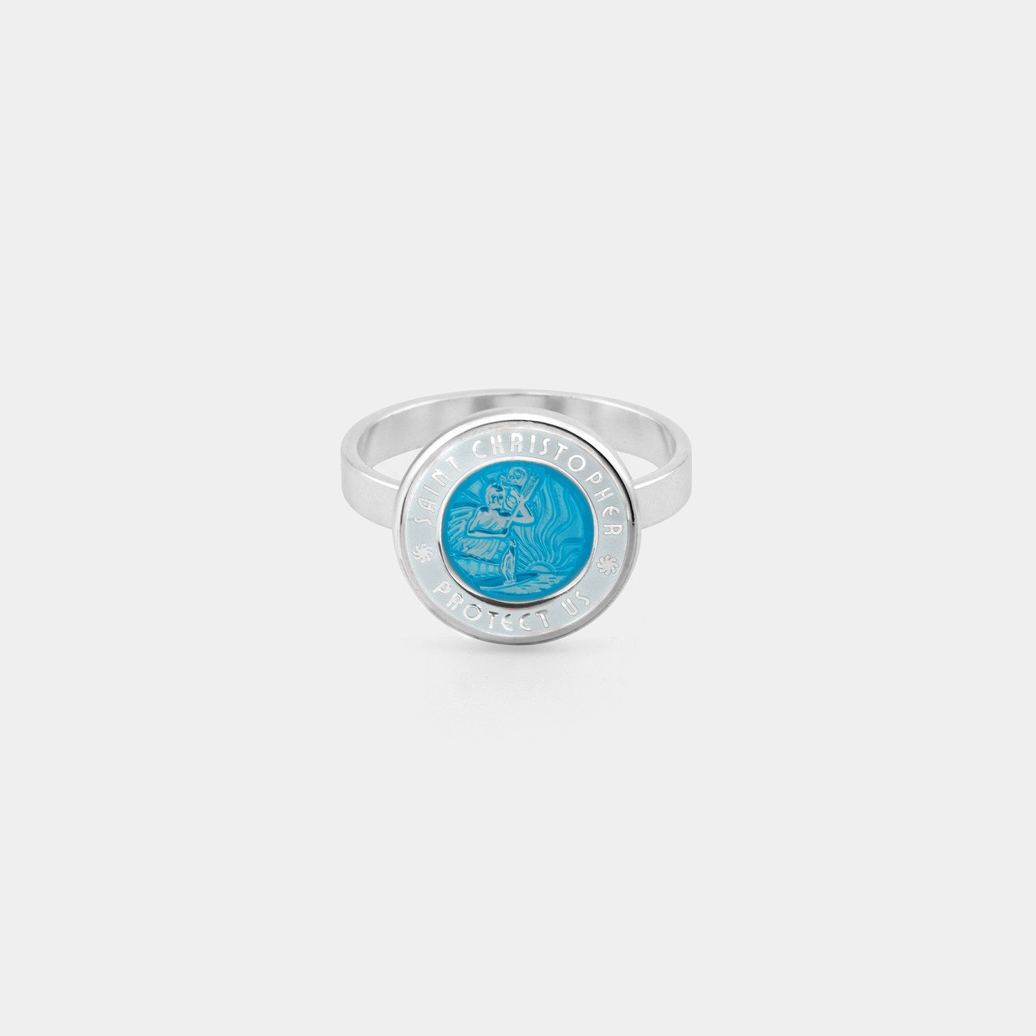 St. Christopher Ring Aqua / White